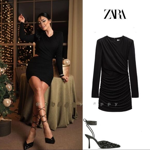 ZARA SEQUIN LACE UP HEELED SHOES - Picture 2 of 7